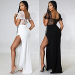 Ladies Fashion Lace Ladies Slit Long Dress - Image 4