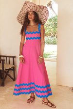 Flowers Print Wavy Pattern Suspender Long Dress For Women Fashion A-Line Beach Dresses Womens Clothing - Image 5