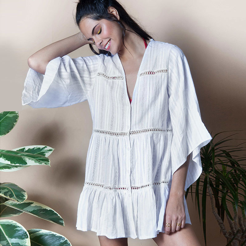 130da46a-5f57-46c7-b1f4-ec649d97af67.jpg Cotton Jacquard Button Loose Sleeve Sunscreen Clothing For Women - Image 1