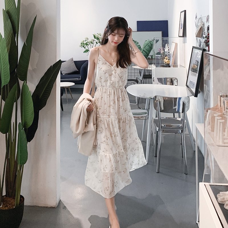 1453113378405.jpg Ladies chiffon strap floral dress - Image 1