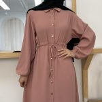 Lapel Solid Color Full Button Slim Dress Llong Skirt - Image 8