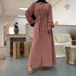 Lapel Solid Color Full Button Slim Dress Llong Skirt - Image 6