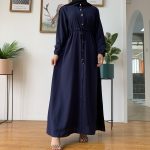 Lapel Solid Color Full Button Slim Dress Llong Skirt - Image 7