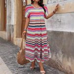 Printed Slit Hemline At Hem Plus Size Women's Clothing Dress Women - Image 7