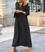 Long-sleeved Shirt Dress Fashion Loose V-neck Long Dresses Spring And Autumn Clothing For Women - Image 8