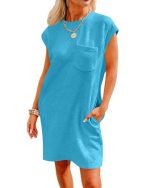 Summer Round-neck Short-sleeve Dress With Pockets Fashion Casual Loose Sports Dresses For Women Clothing - Image 7