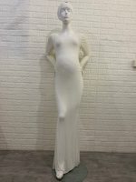 Women's Clothing See-through High Elastic Net Round Neck Slim Fit Pregnant Women Mopping Dress - Image 3