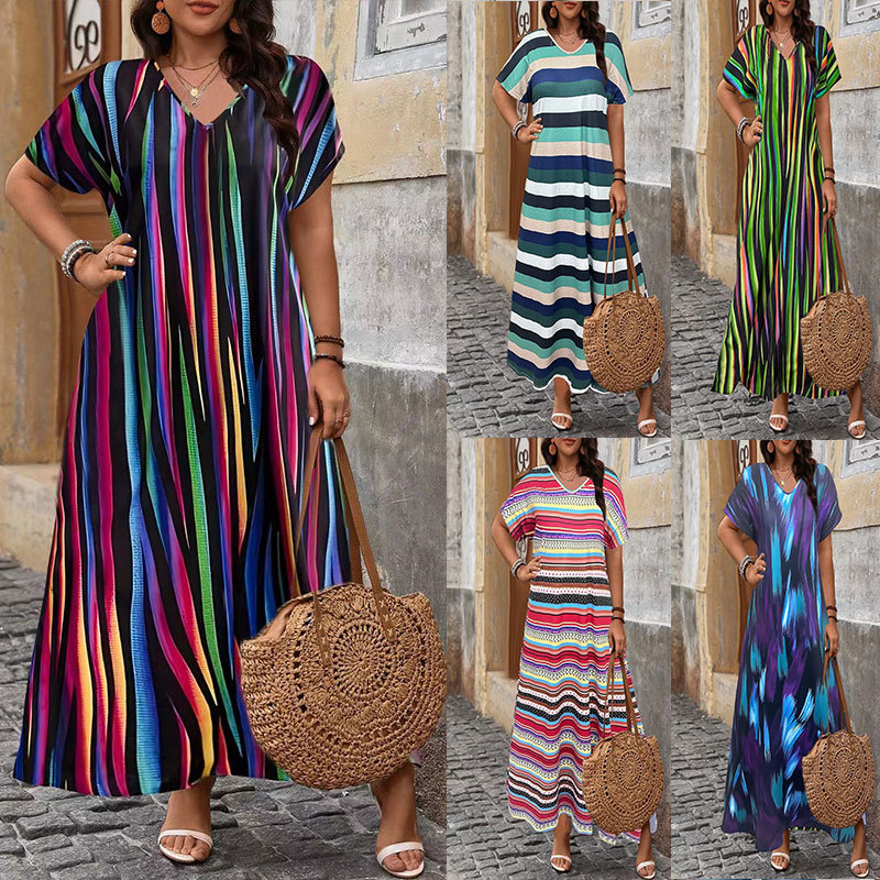 51ecc62f-0db7-497c-a783-5aeac867bb3f.jpg Printed Slit Hemline At Hem Plus Size Women's Clothing Dress Women - Image 1