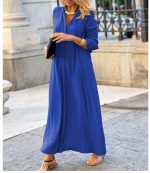 Long-sleeved Shirt Dress Fashion Loose V-neck Long Dresses Spring And Autumn Clothing For Women - Image 6