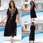 Rayon Embroidered Beach Sun Protection Clothing Dress Women - Image 2