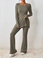 Polyester Women's Clothing Solid Color Casual Slim New Fashion Women Elegant Outfit - Image 4