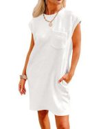 Summer Round-neck Short-sleeve Dress With Pockets Fashion Casual Loose Sports Dresses For Women Clothing - Image 2