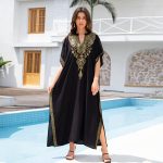 Rayon Embroidered Beach Sun Protection Clothing Dress Women - Image 9