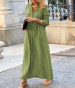 Long-sleeved Shirt Dress Fashion Loose V-neck Long Dresses Spring And Autumn Clothing For Women - Image 7