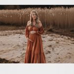 European And American Women's Clothing Split Off-the-shoulder Puff Sleeves Pregnant Women Dress - Image 2