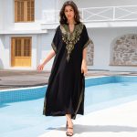 Rayon Embroidered Beach Sun Protection Clothing Dress Women - Image 6