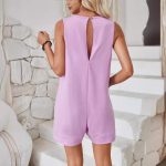 Women Sleeveless Shorts Jumpsuit With Pockets Fashion Beach Pants Summer Clothing - Image 3