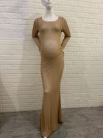 Women's Clothing See-through High Elastic Net Round Neck Slim Fit Pregnant Women Mopping Dress - Image 6