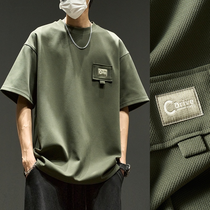106826f7-eb47-4608-a0a0-49a6f8ad7fd0.jpg Waffle Short Sleeve Men Clothing Summer American Style - Image 1