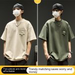 Waffle Short Sleeve Men Clothing Summer American Style - Image 2
