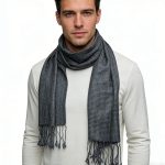 2pcs Grey Textured Minimalist Tone-on-tone Jacquard Scarf ,Luxe Look For Evening Wear,Scarf,vacation,daily Life,evening Party,Office Appropriate Subtlety For Women Men - Image 2