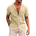 Men's Tops Casual Button Down Shirt Short Sleeve Beach Shirt Summer Mens Clothing - Image 6