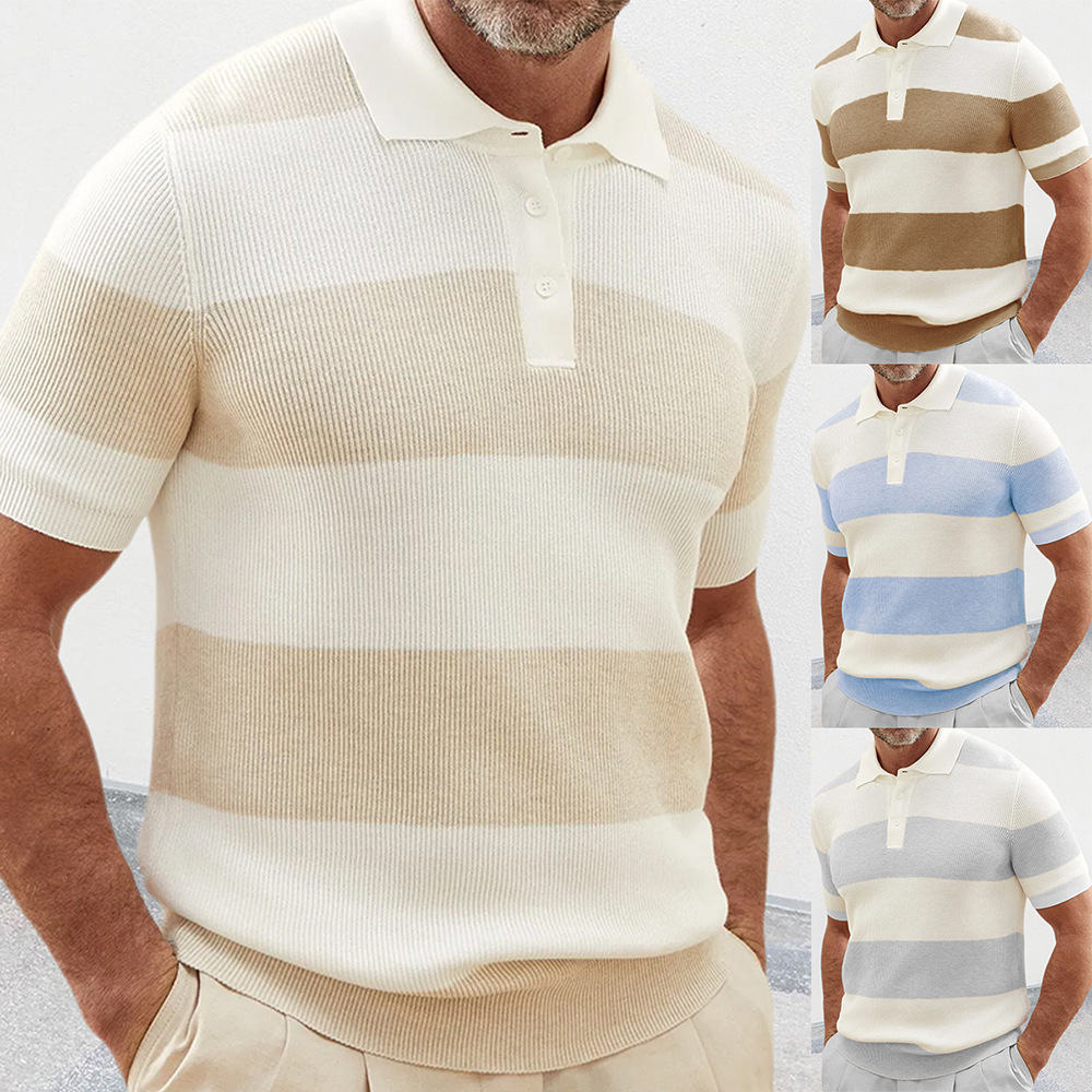 529b92fd-4b94-49f6-a9fe-8486862bc37f.jpg Mens Clothing Summer Fashion Lapel Sweater Short Sleeve Men Clothing Men Wears - Image 1