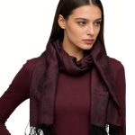 2pcs Floral Romantic Jacquard Florals On Vivid Magenta Long Scarf ,Luxe Look For Evening Wear,Scarf,vacation,daily Life,evening Party,Office Appropriate Subtlety For Women Men - Image 3