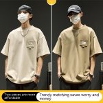 Waffle Short Sleeve Men Clothing Summer American Style - Image 7