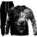 3D Wolf Print Tracksuit Men Sportswear Hooded Sweatsuit Two Piece Outdoors Running Fitness Mens Clothing Jogging Set - Image 9