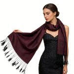 2pcs Floral Romantic Jacquard Florals On Vivid Magenta Long Scarf ,Luxe Look For Evening Wear,Scarf,vacation,daily Life,evening Party,Office Appropriate Subtlety For Women Men - Image 7