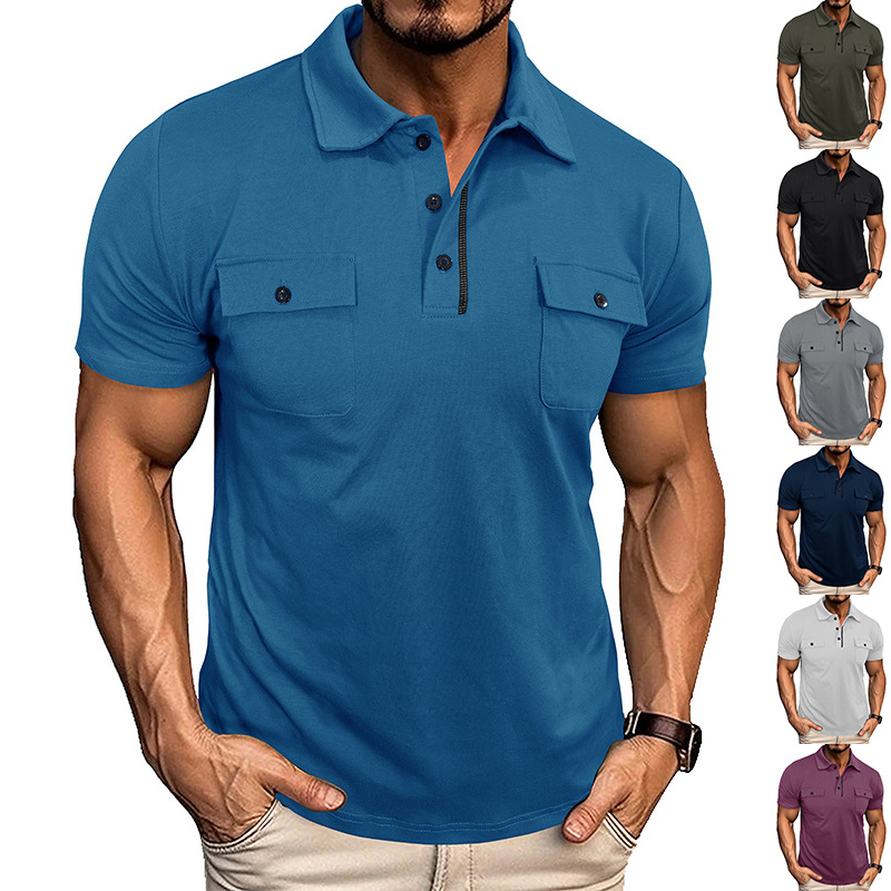 b101cb97-49aa-4275-a1a0-a5682b11a923.jpg Summer Lapel Button Polo Shirt With Pockets Outdoor Fashion Short Sleeve Tops For Men Clothing - Image 1