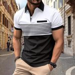 Casual Striped Shirt With Chest Pocket Men Clothing - Image 10