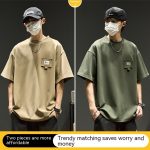 Waffle Short Sleeve Men Clothing Summer American Style - Image 3