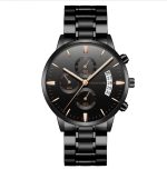 Men's Stainless Steel Watches with Business Leisure Calendar Quartz Watches Waterproof Black Refined Steel Watches - Image 4