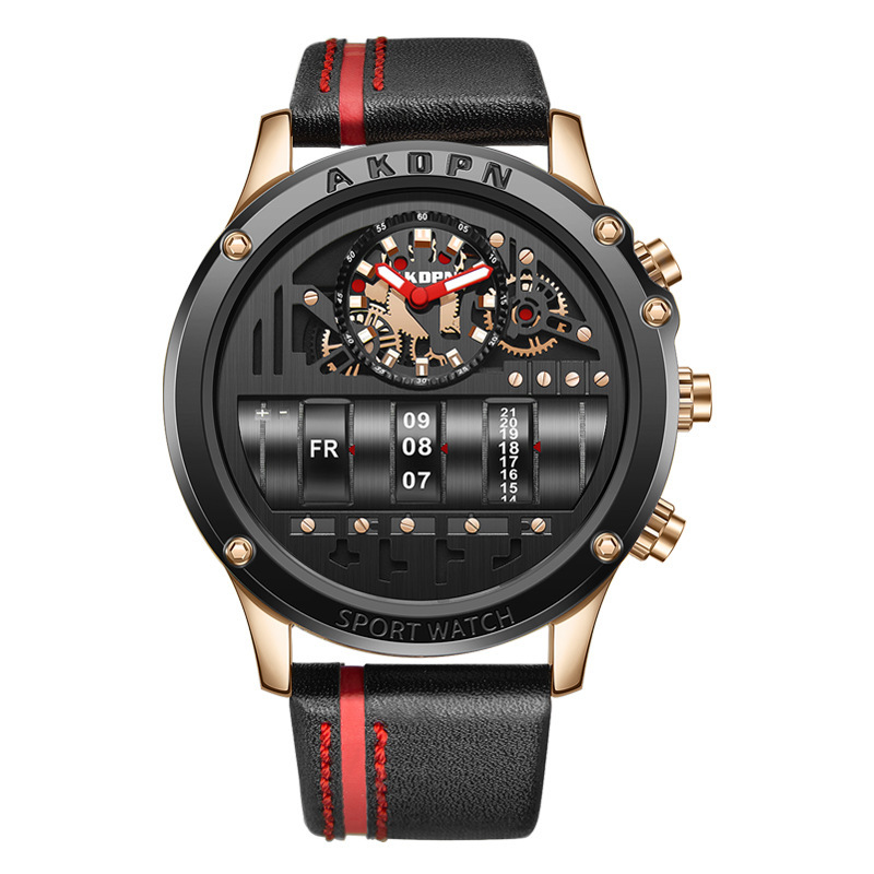 1621166002166.jpg Uniquex Men Wrist Watches Leather Black Silver Creative - Image 1