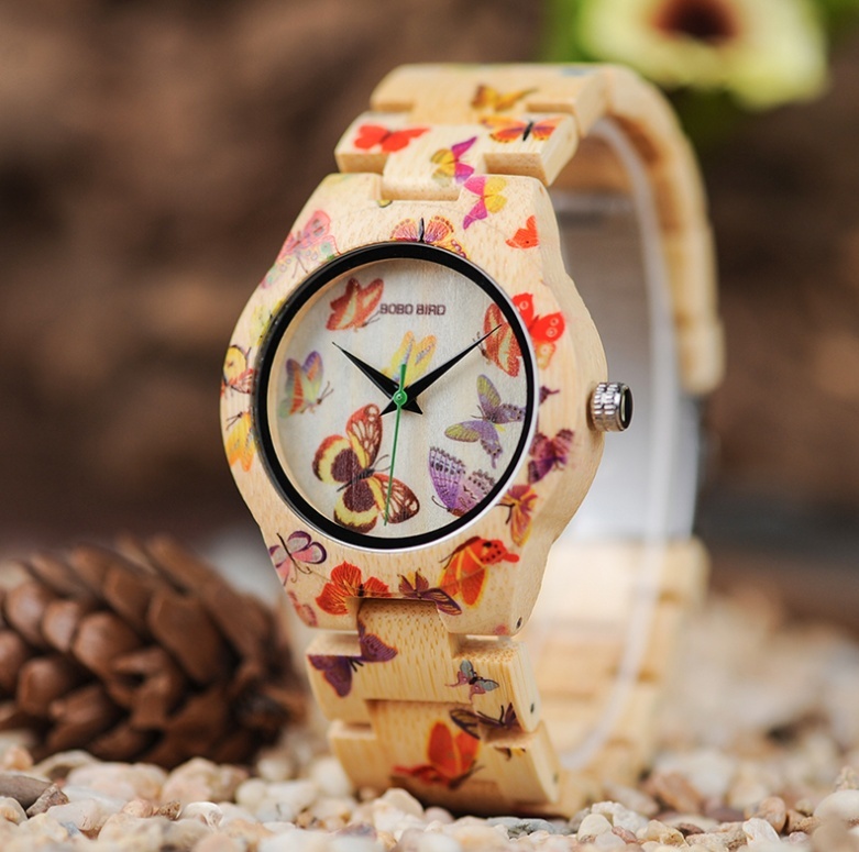 16798c11-460c-4fb7-b247-bf4f7ffbb7a5_trans.jpeg BOBO BIRD O20 Butterfly Print Women Watches All Bamboo Made Quartz Wristwatch for Ladies in Wooden Gift Box - Image 1