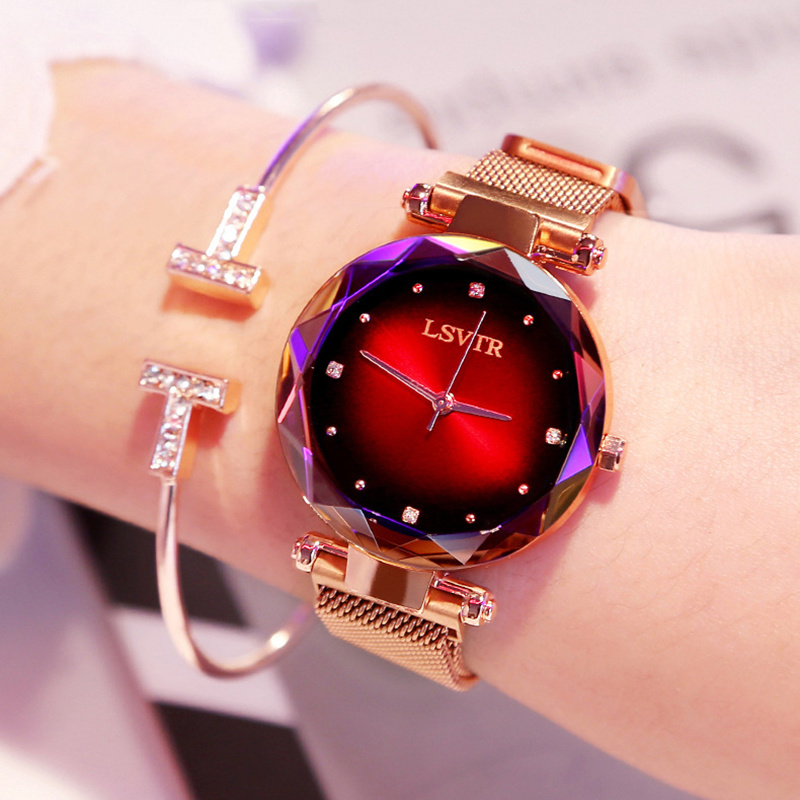 1867544380130.jpg Rose Gold Women Watches Fashion Diamond Ladies Starry Sky Magnet Watch Waterproof Female Wristwatch - Image 1