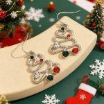 Fashionable Minimalist Geometric Spiral Christmas Tree Stud Earrings - Image 2