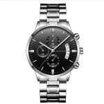 Men's Stainless Steel Watches with Business Leisure Calendar Quartz Watches Waterproof Black Refined Steel Watches - Image 2