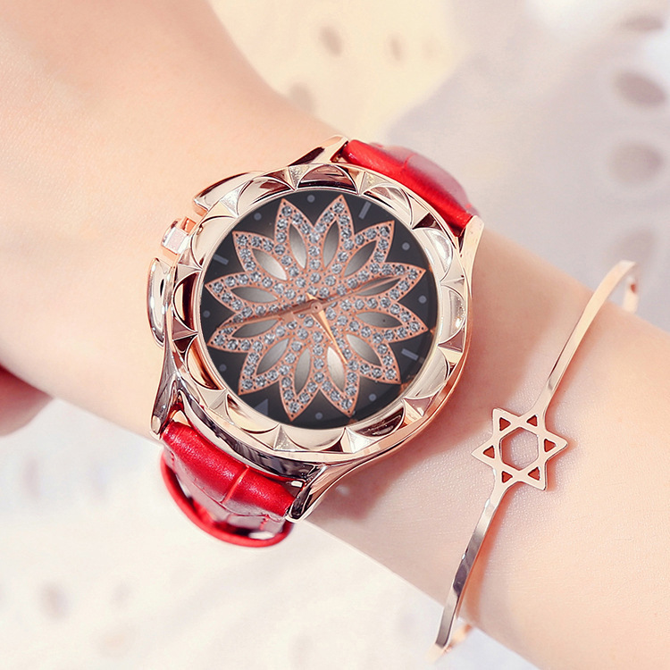 298148598000.jpg LUXURIOUS ROTATING DIAL LEATHER WRISTWATCH - Image 1