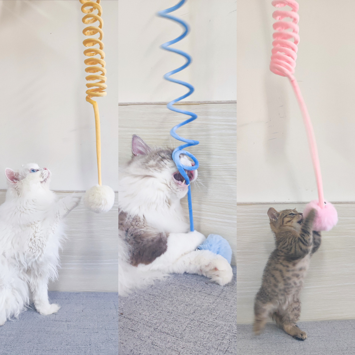 2a889e05-6dae-4533-8234-5c1cb3fb4c19.jpg Cat Toy Self-Hi Sucker Spring Rabbit Hair Ball Interactive Play Pet Supplies Interactive Toys - Image 1