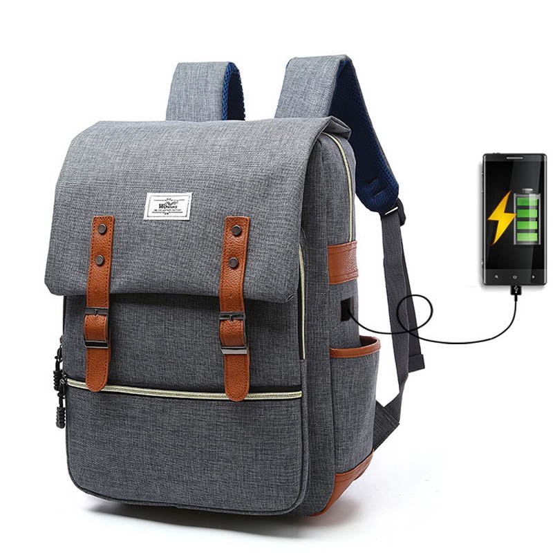 38231735123509.jpg Vintage men women canvas backpacks school bags for teenage girls laptop backpack with USB charging fashion travel - Image 1