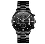 Men's Stainless Steel Watches with Business Leisure Calendar Quartz Watches Waterproof Black Refined Steel Watches - Image 6