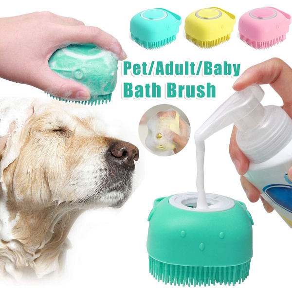 634d43a5-5040-40d6-a1ad-b31ca170060e.jpg Silicone Dog Bath Massage Gloves Brush Pet Cat Bathroom Cleaning Tool Comb Brush For Dog Can Pour Shampoo Dog Grooming Supplies - Image 1