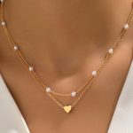 Pearl Heart Double-Layer Necklace Light Luxury Niche Design - Image 2