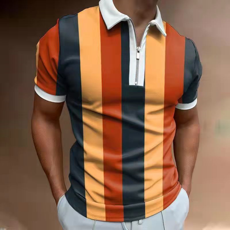 7296d5f1-8563-4f98-b557-f20bbc3a0d76.jpg Men's POLO Shirt Striped Printed Short Sleeve T-Shirt Lapel Shirt - Image 1