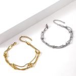 Stainless Steel Three-layer Beaded Bracelet Trendy Titanium Steel - Image 3