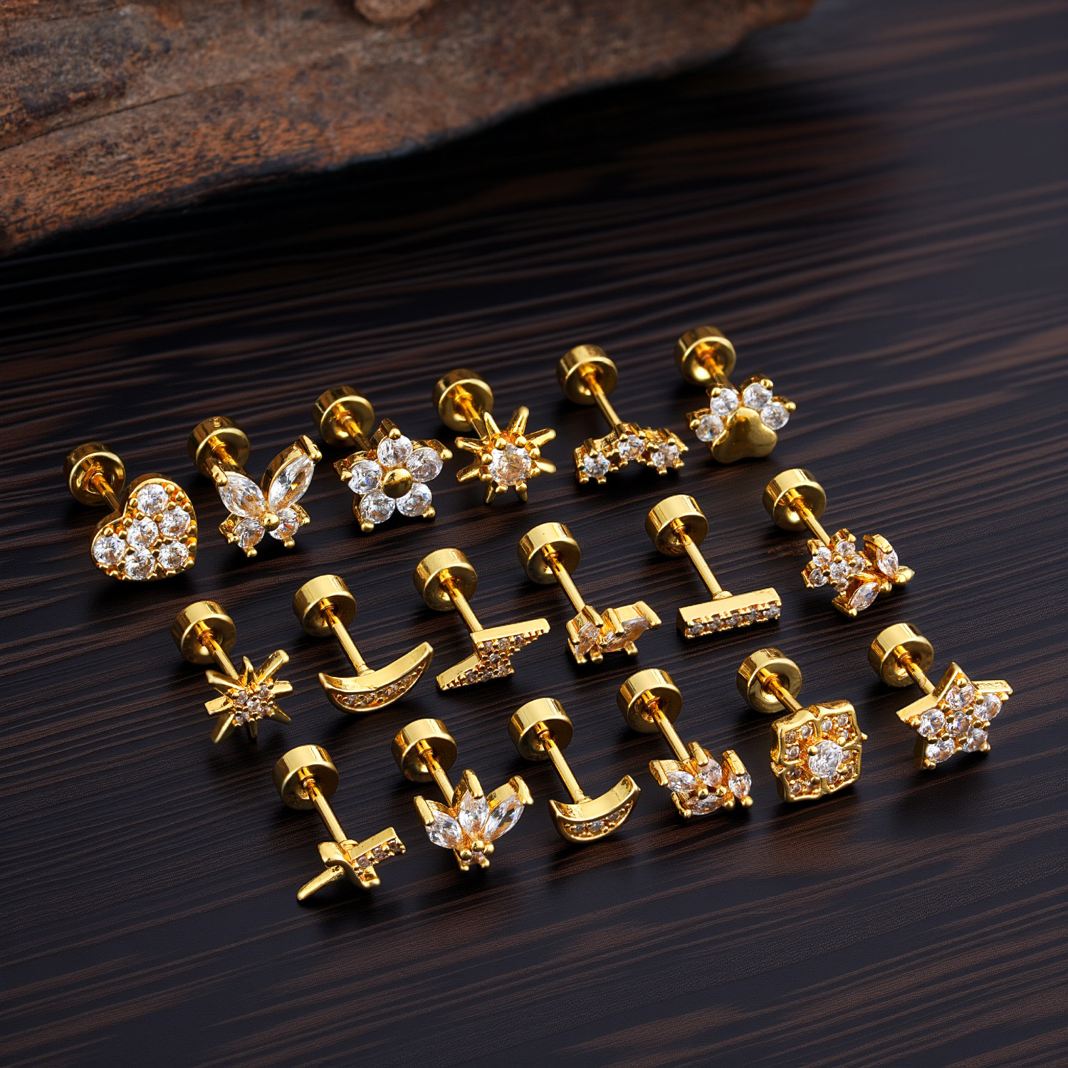 988291af-e20b-472c-91ff-ca35c28ec9b4.jpg Minimalist Micro-Set Zircon Ear Cuffs - Image 1