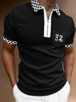 Men's POLO Shirt Striped Printed Short Sleeve T-Shirt Lapel Shirt - Image 4